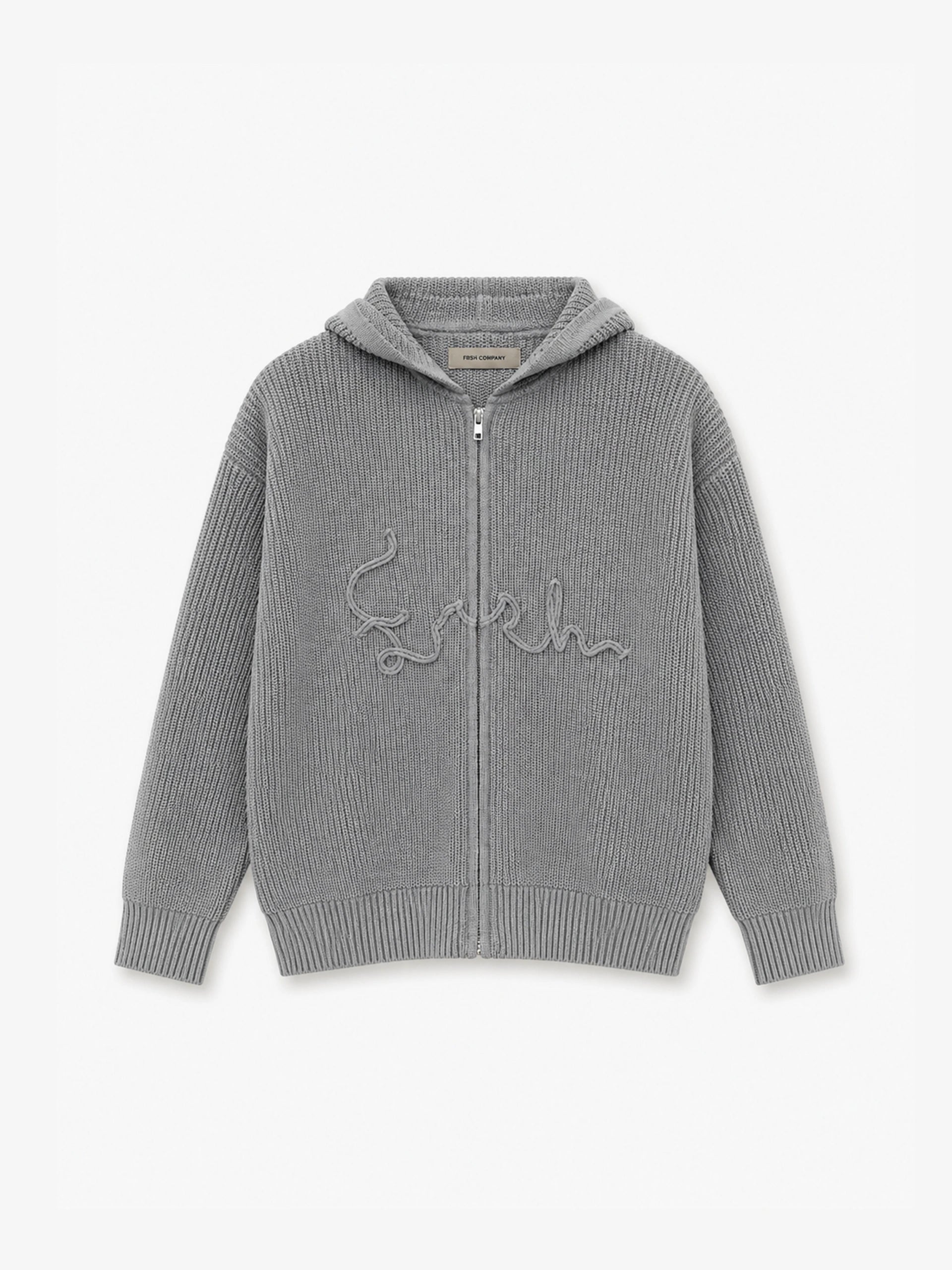 FRSH Sign Knit Hoodie Grey