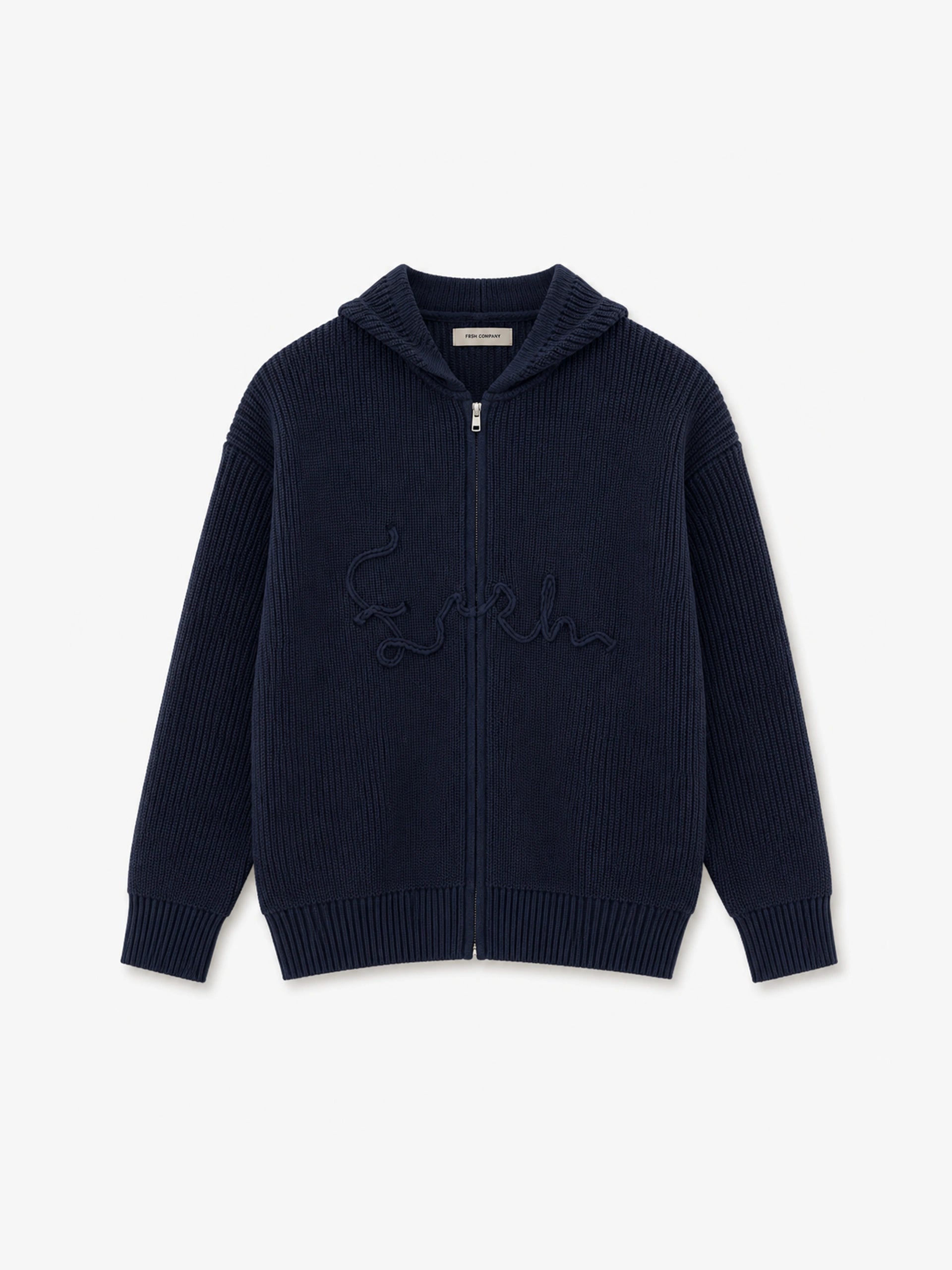 FRSH Sign Knit Hoodie Navy